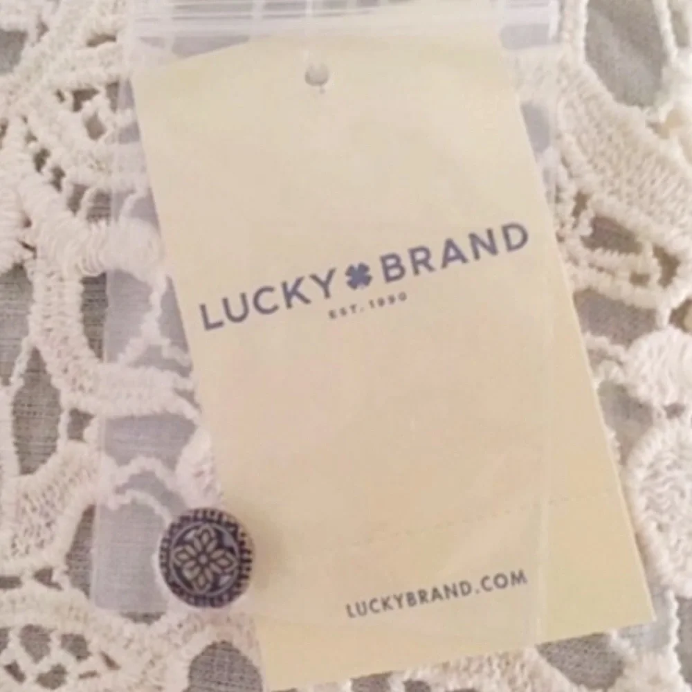 Lucky Brand Crochet Floral Lace Overlay Sleeveless Tank Top Sz M